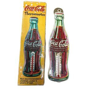 Vintage Coca-Cola Bottle Thermometer Wall Hanging 1923 Patented Design Retro Box